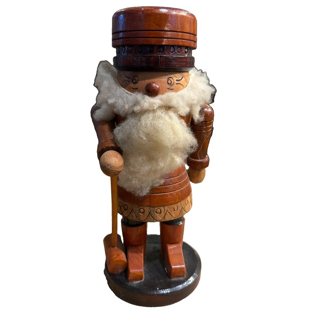Erzgebirge German Hand Carved Natural Wood Nutcracker Vintage 10"